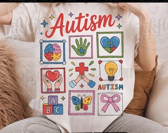 Autism Awareness PNG, Retro Cartoon, Kindness, Neurodiversity, Digital File