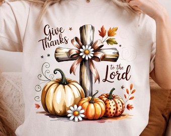 Give Thanks PNG: Boho Fall Christian Design (Digital Download)