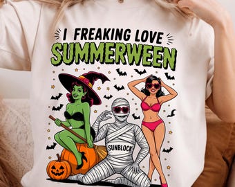 Summerween PNG: Spooky Babe Halloween Beach Sublimation (Digital Download)