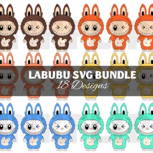 18 Labubu Designs Svg, Cute Monster Characters PNG, Labubu T-Shirt Sublimatie, Labubuu Cut-bestanden, Instant Download, Clipartbundel