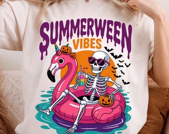 Summerween Skeleton PNG: Spooky Beach Clipart (Digital Download)