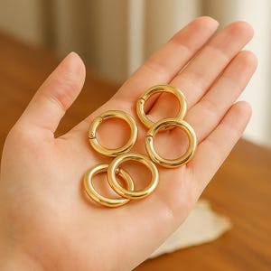 Round Carabiner Clasp 18K Gold Filled, Spring Push Gate Lock Finding for DIY Jewelry Making Supply