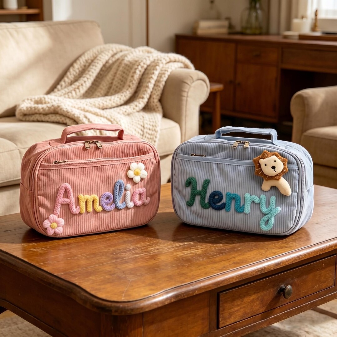 Personalized Corduroy Lunch Bag – Custom Kids Lunch Tote With Name ...