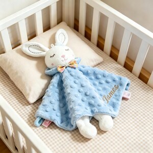 Custom Name Minky Dot Baby Lovey, Sensory Security Blanket, Baby Shower Gifts