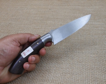 Handmade Wootz Hunting Knife, Rosewood Grip, Leather Sheath