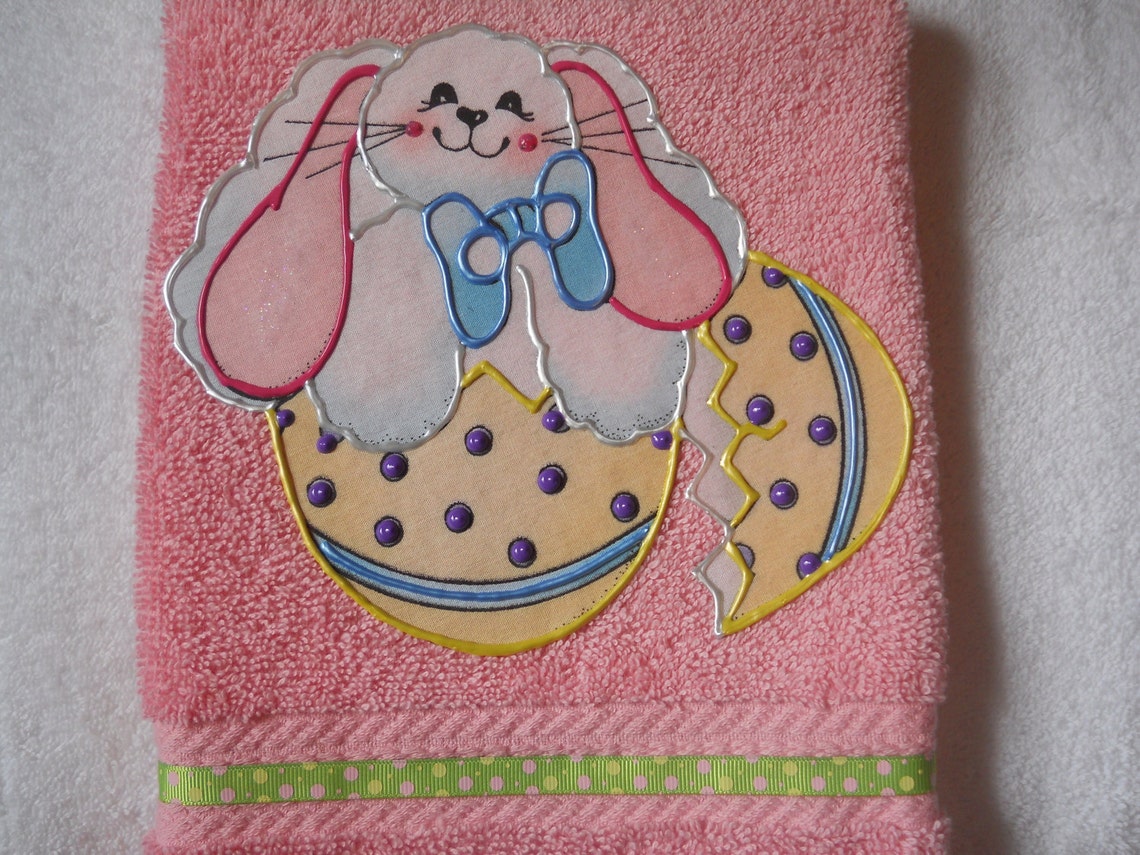 Easter Hand Towel Appliqued Easter Bathroom Towel Appliqued Etsy