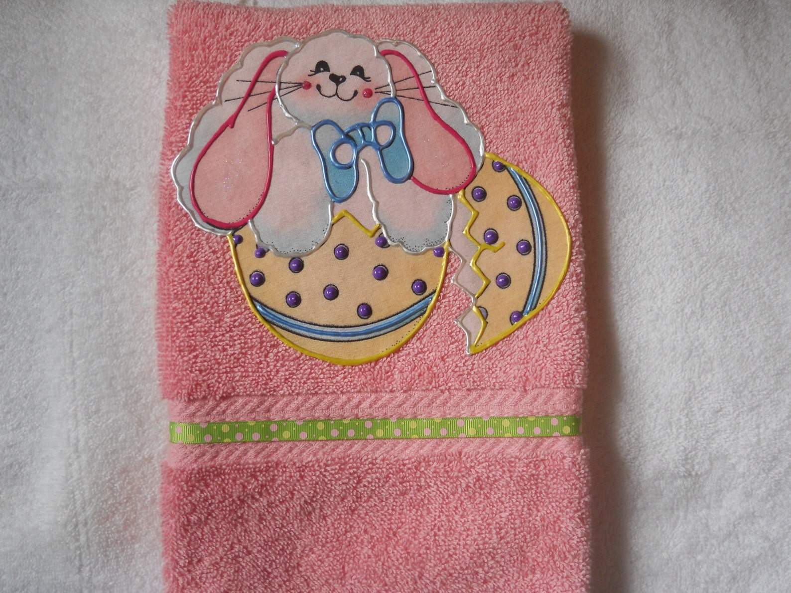 Easter Hand Towel Appliqued Easter Bathroom Towel Appliqued Etsy