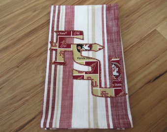 Florida State Kitchen Hand Towel, FSU Kitchen Towel, Burgundy and Beige Florida State Kitchen Towel, Florida State Fan Gift, Grad Gift