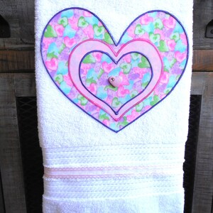 Valentine&#39;s Day Hand Towel, Hearts of Many Colors Bath Towel, Heart Layers Kitchen Towel, Valentine&#39;s Day Decor, Valentine&#39;s Day Gift