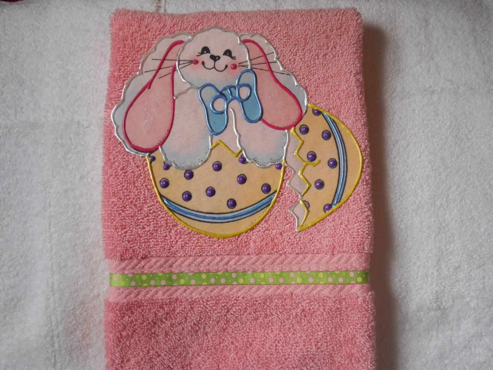 Easter Hand Towel, Appliqued Easter Bathroom Towel, Appliqued Easter