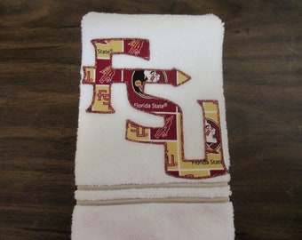 Florida State Bathroom Hand Towel, FSU Bathroom Hand Towel, Florida State Fan Gift, FSU Grad Gift, FSU Appliqued Hand Towel