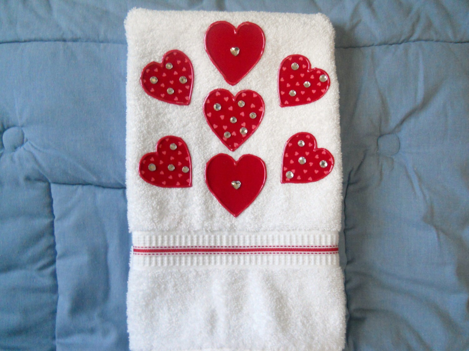 Valentine Hand Towel Simply Hearts Valentine Hand Towel for Kitchen or Bathroom Valentine Home Decor Hearts Bling Valentine Towel Etsy