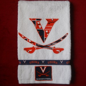 Virginia Cavaliers Hand Towel, University of Virginia Cavaliers Kitchen Towel, Virginia Cavaliers Bathroom Towel, Cavaliers Grad Gift