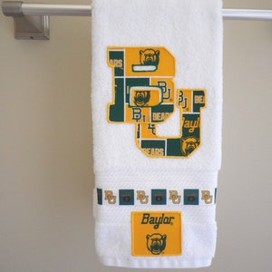 Baylor Bears Hand Towel: Appliqued Cotton, Baylor University Gift