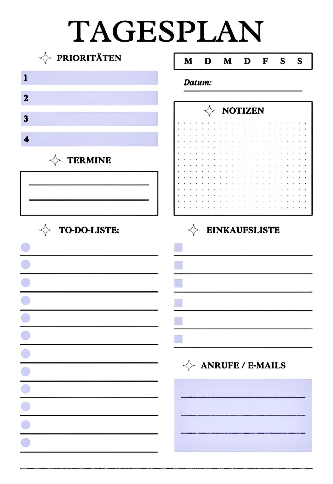 Daily Planner to Print – PDF Template With To-do List, Appointments