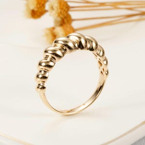 18K Croissant Ring, Twisted Dome Statement Ring, Minimalist Statement Jewelry, Twisted Rope Ring Statement Ring, Handmade Gift for Her