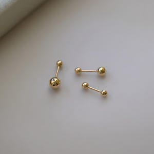 Ball Stud 9K 375 Earrings 3mm 4mm 5mm, Basic Stud Earrings, Minimalist Earrings, Dainty Gold Earrings, Gift Idea, Simple Tiny Stud earrings