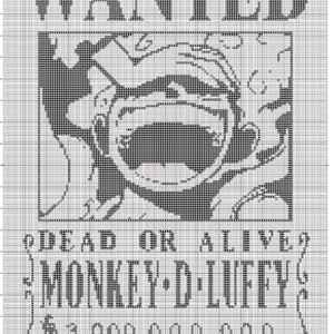 One Piece Monkey D. Luffy gear 5 wanted poster graphgan blanket pattern (graph pattern only)