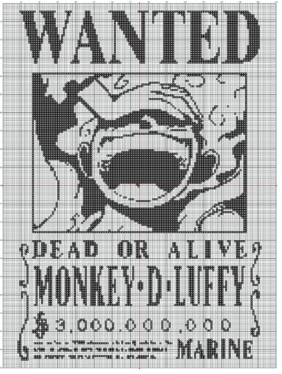 Luffy Gear 5 Wanted Poster Graphgan Pattern: Crochet Blanket (SVG