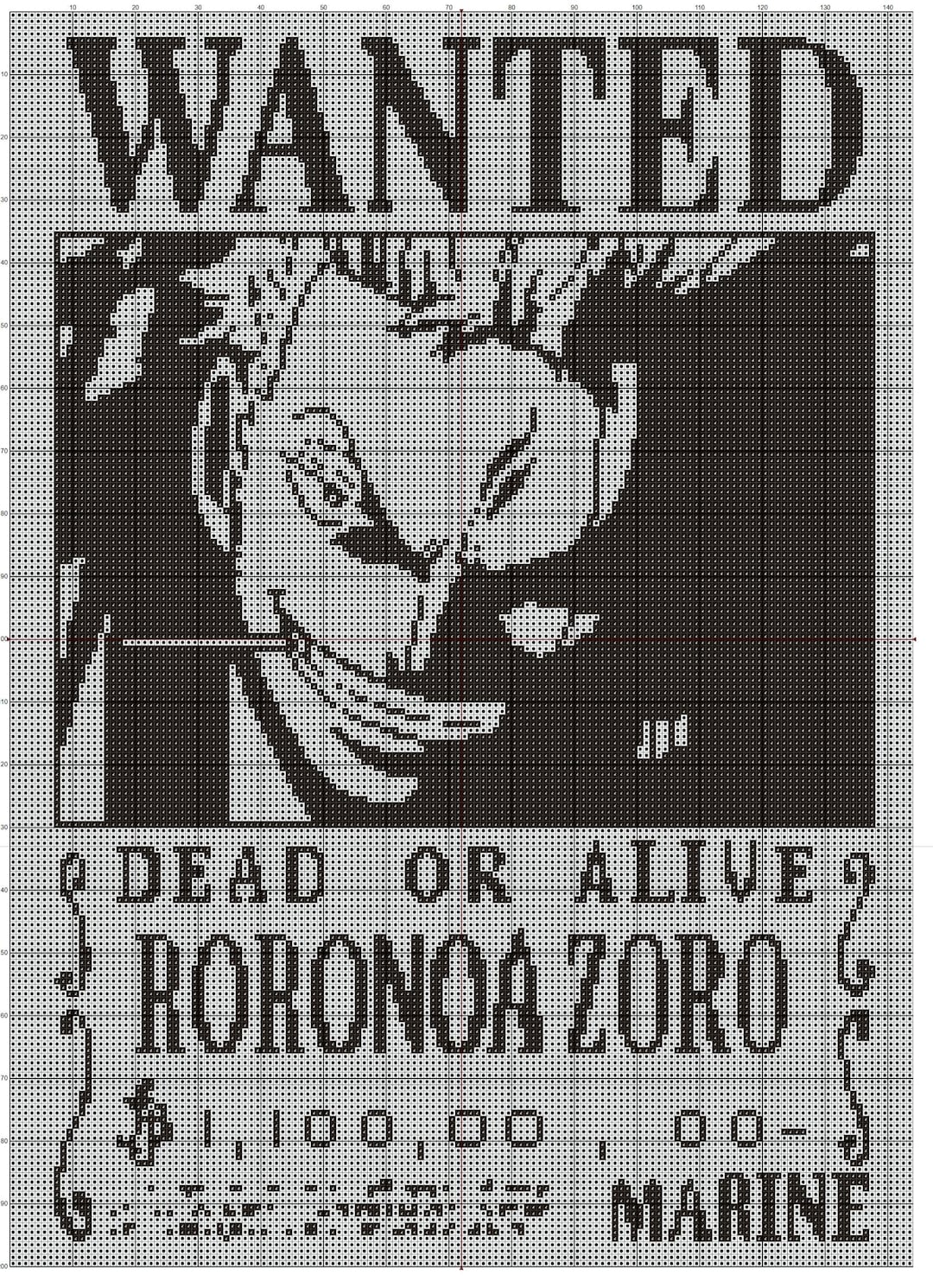 One Piece Roronoa Zoro Wanted Poster Graphgan Pattern (graph