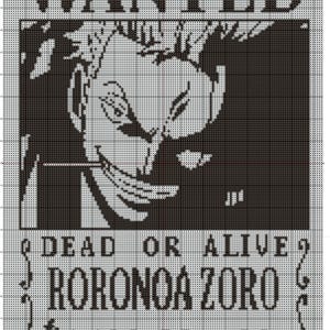 One Piece Roronoa Zoro Wanted Poster Graphgan Pattern (Graph Pattern Only)