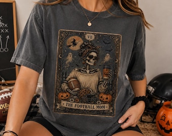 Football Mom Halloween Shirt, Skeleton Football Mom Tee, Spooky Season Game Day Shirt, Vintage Comfort Colors Football Mama Gift