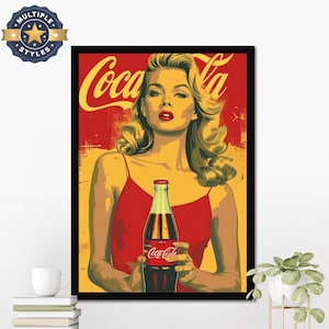 Vintage Coca Cola Poster, Retro Kitchen Print, Classic Wall Decor, Restaurant Wall Art, Coca Cola Ad, Drink Art Print, Vintage Ad Posters