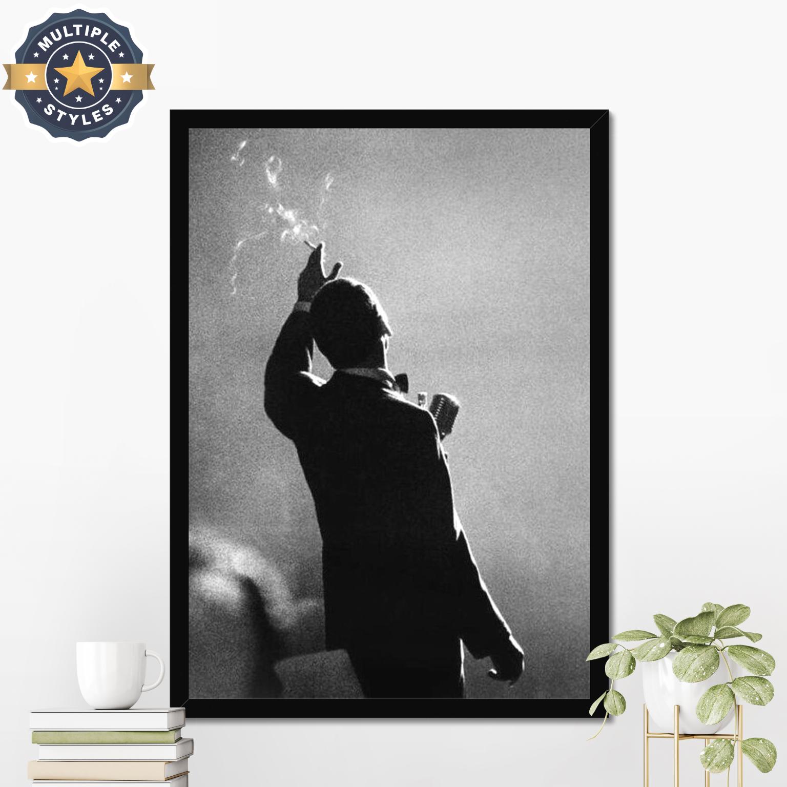 Vintage Frank Sinatra Poster, Frank Sinatra Singing Poster, Black and White Photograph, Fine Wall Art Photography, Fashion Print