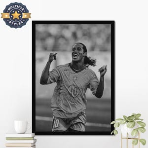 Ronaldinho Poster, Ronaldinho Wall Art, Football Poster, Soccer Wall Art, Gift For Him, Vintage Aesthetic, Motivational Sport Poster