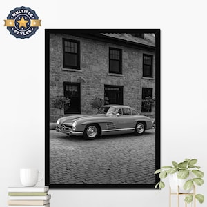 Vintage Car Poster, Mercedes 300 SL, Sports Car Wall Art, Gift for Him, Wall Decor, Iconic Car Poster, Car Fan Gift, Vintage Classic Car
