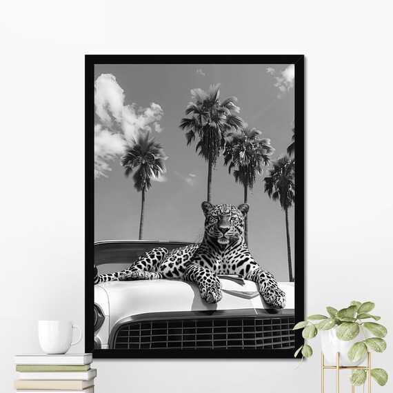 Vintage Leopard Poster, Luxury Fashion Poster, Black and White, Hypebeast Room Decor, Leopard Wall Art Fashion Printed Trending Home Decor