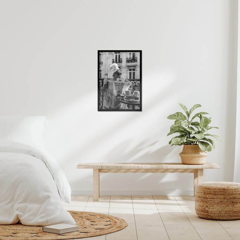 Vintage Woman Newspaper Poster, Luxury Fashion Poster, Black and White