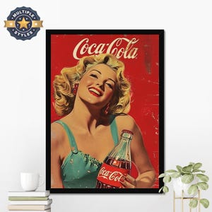 Vintage Coca Cola Poster, Retro Kitchen Print, Classic Wall Decor, Restaurant Wall Art, Coca Cola Ad, Drink Art Print, Vintage Ad Posters