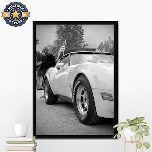 Vintage Car Poster, Chevrolet Corvette, Sports Car Wall Art, Gift for Him, Wall Decor, Iconic Car Poster, Car Fan Gift, Vintage Classic Car