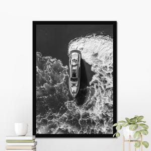 Vintage Yacht Poster, Luxury Fashion Poster, Black and White, Classic Room Decor, Nautical Wall Art, Fashion Printed Trending Home Decor