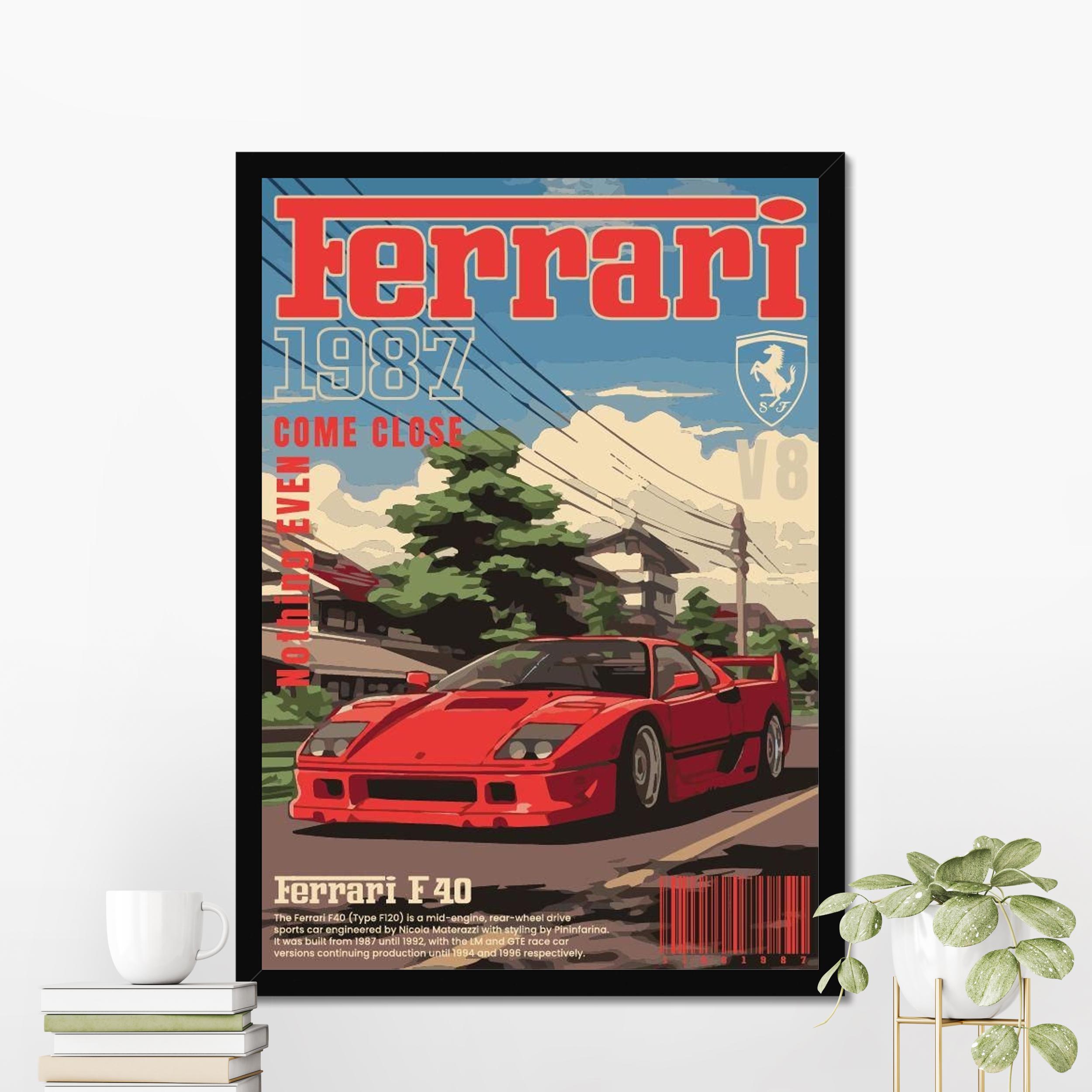 Poster Ferrari F30 Sur Toile - Décor Vintage 30x45cm Pour Chambre, Bureau Ou Garage