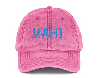 Embroidered MAHJ Vintage Cap, Mahjong Hat, Crack Bam Boom, Colorful Embroidery for Mahjong Lover, Unique Gift Idea, mahjong group gift idea