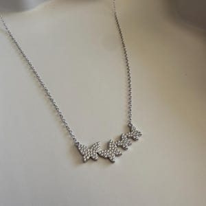 Dainty Cubic Zirconia Butterfly Necklace: Sterling Silver-Plated