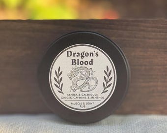 Dragon's Blood Muscle & Joint Rub: Arnica, Ginger, Cayenne, Menthol, Botanical Balm – 1 oz Tin