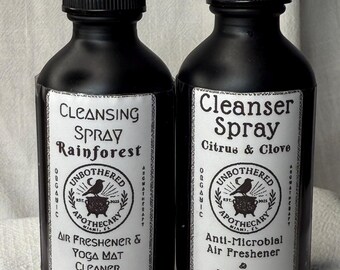 Spray detergente biologico da 2 once, confezione da 2 – Foresta pluviale o agrumi e chiodi di garofano / Formato da viaggio