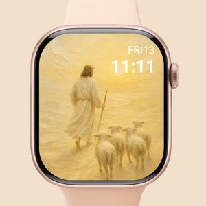 Sfondo Christian Watch, sfondo di Gesù il Buon Pastore per Apple Watch, quadrante ispirato al versetto della Bibbia, arte religiosa della fede