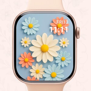 Sfondo floreale per Apple Watch, elegante sfondo botanico per il quadrante dell'orologio, download digitale, stile cartaceo 3D