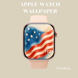 Sfondo del 4 luglio per Apple Watch: bandiera USA, quadrante floreale blu, bianco e rosso, sfondo patriottico per smartwatch, estetica del Giorno dell'Indipendenza