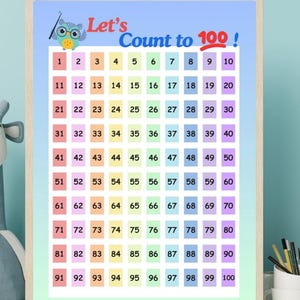 Count to 100 Poster for Kids – Printable Number Chart for Toddlers, Preschool, or Kindergarten