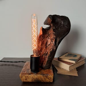 Handmade Rustic Wooden Table Lamp For Cozy Home Decor: Unique Natural Wooden Night Light