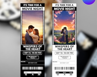 Invito di compleanno stampabile a forma di biglietto del cinema, biglietto per festa a tema cinema (download digitale)