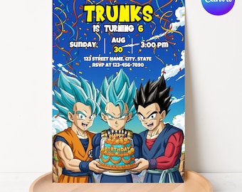 ドラゴンボール誕生日招待状、子供の誕生日パーティー招待状、子供の