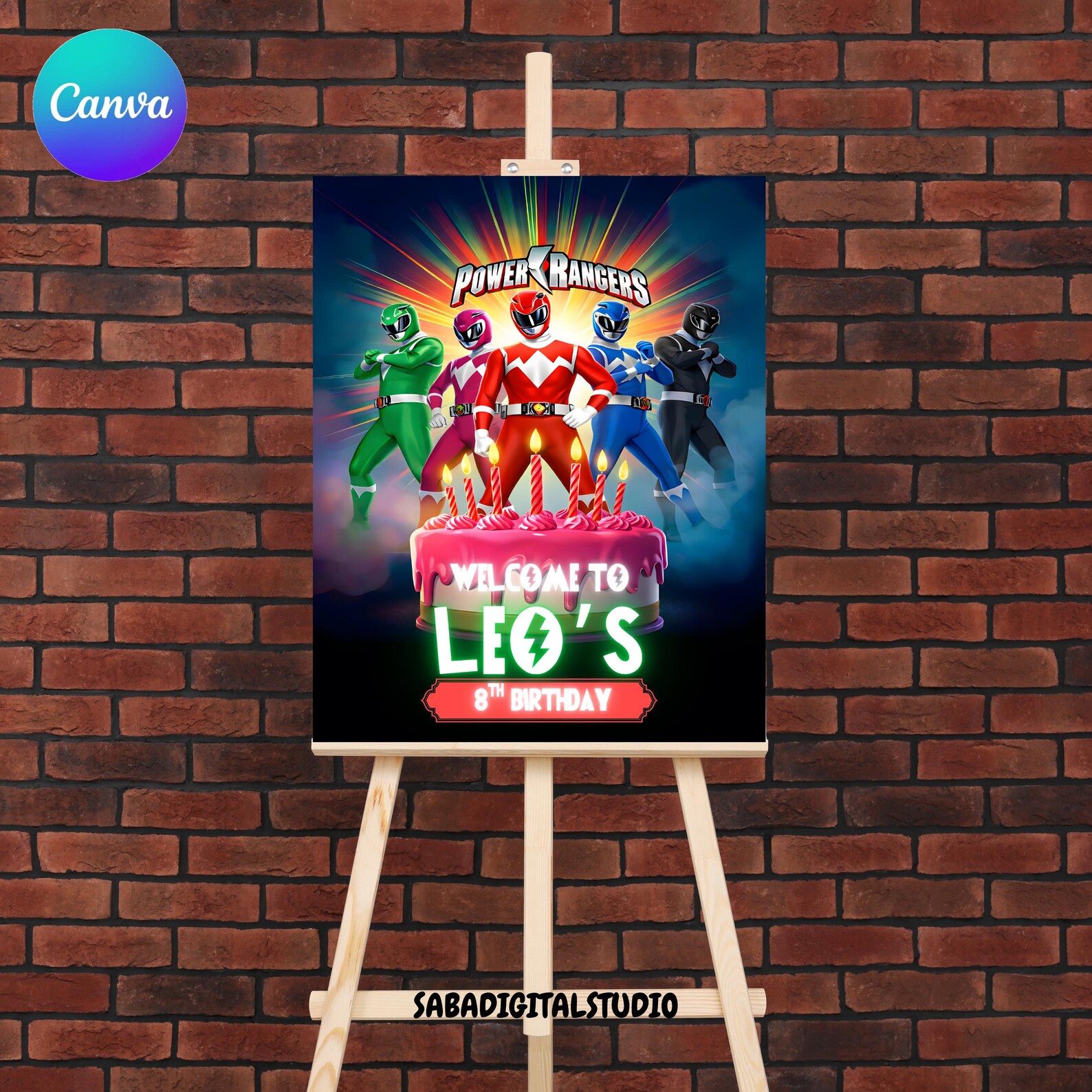 Power Rangers Welcome Sign, Birthday Party Invite, Editable Birthday ...