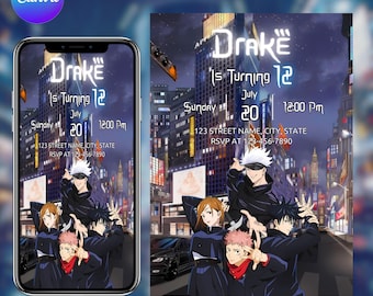 Jujutsu Kaisen Birthday Invitation | Editable Anime Party Invite | Custom Digital Download | Jujutsu Kaisen Lovers | Canva Editable
