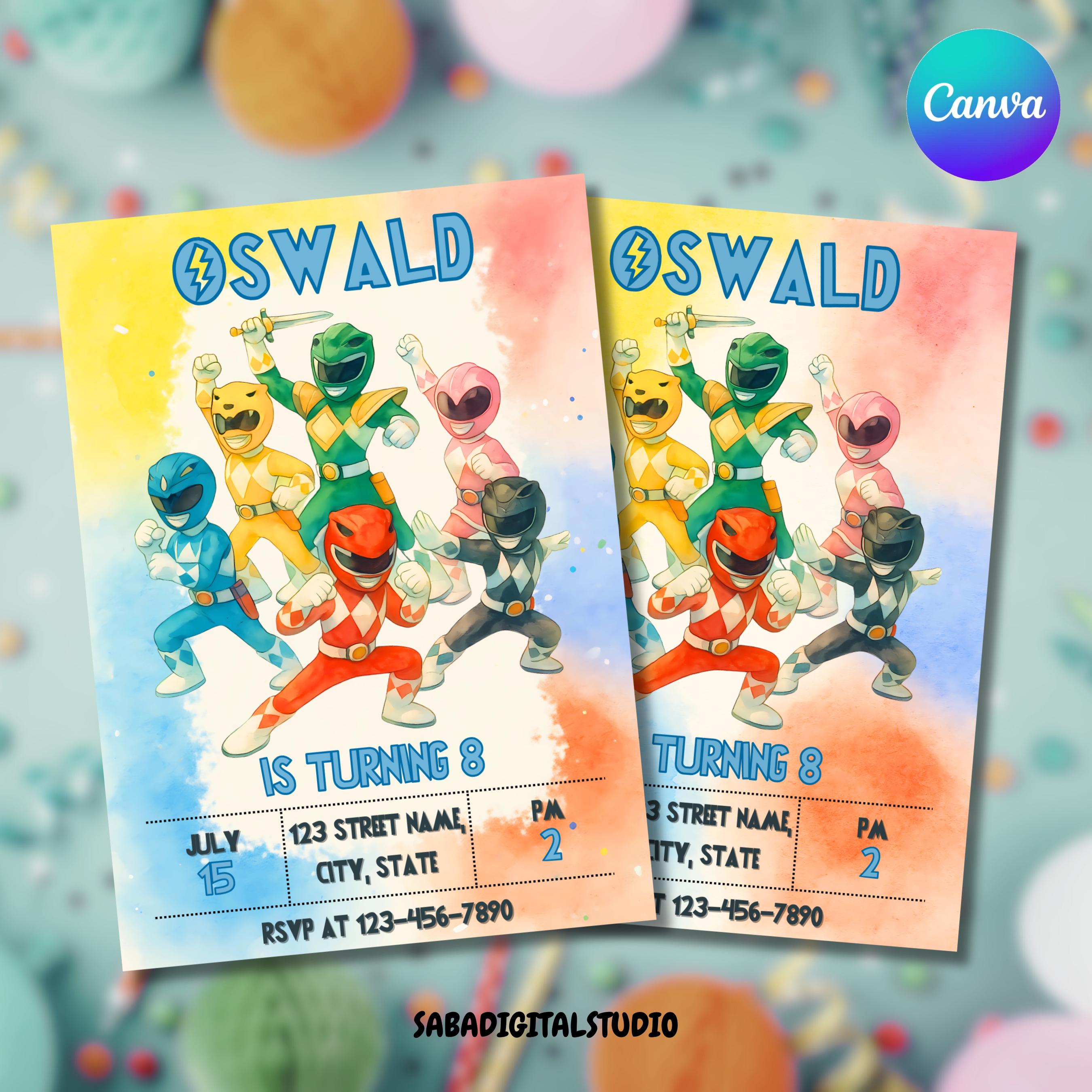 Power Rangers Birthday Invitation, Printable Birthday Invitation, Power ...